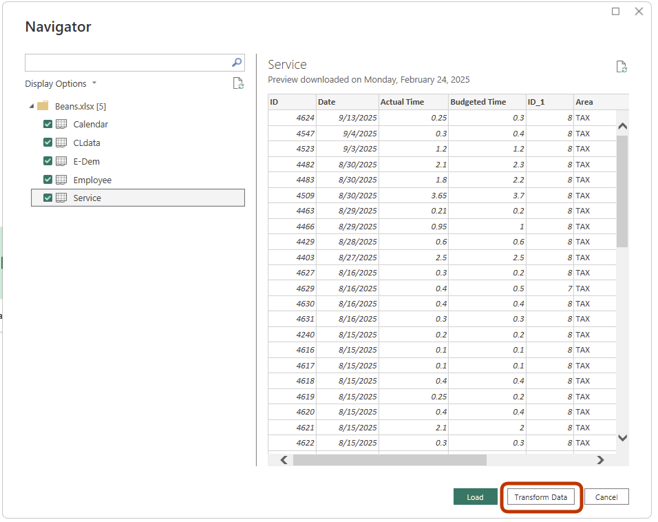 Transform Data
