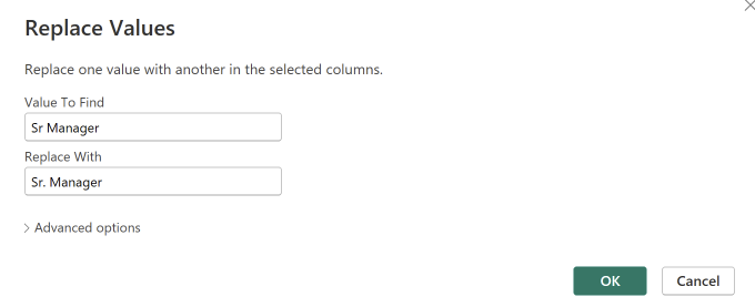 Replace values