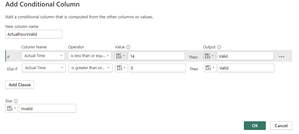 ActualhoursValid conditional column